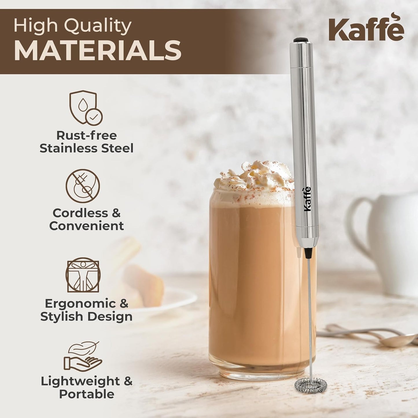 Handheld Milk Frother Wand – Battery Operated