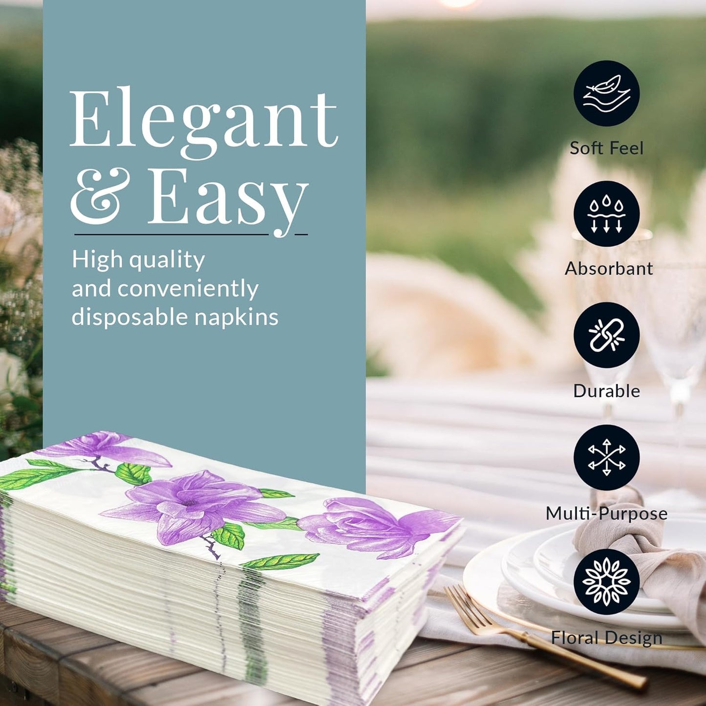 1/6 Fold Printed Paper Napkins - 110ct