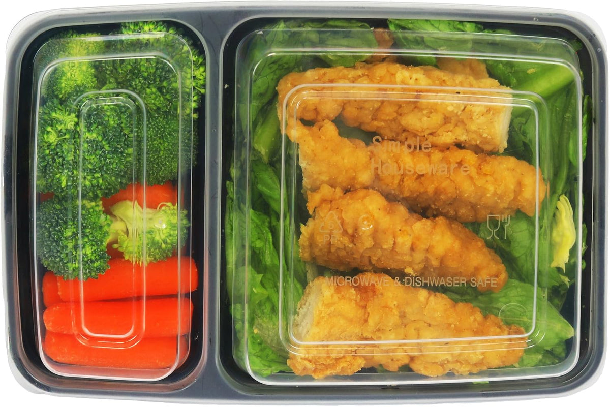 Meal Prep Container, 28 oz, 2-Compartment 16/Pack