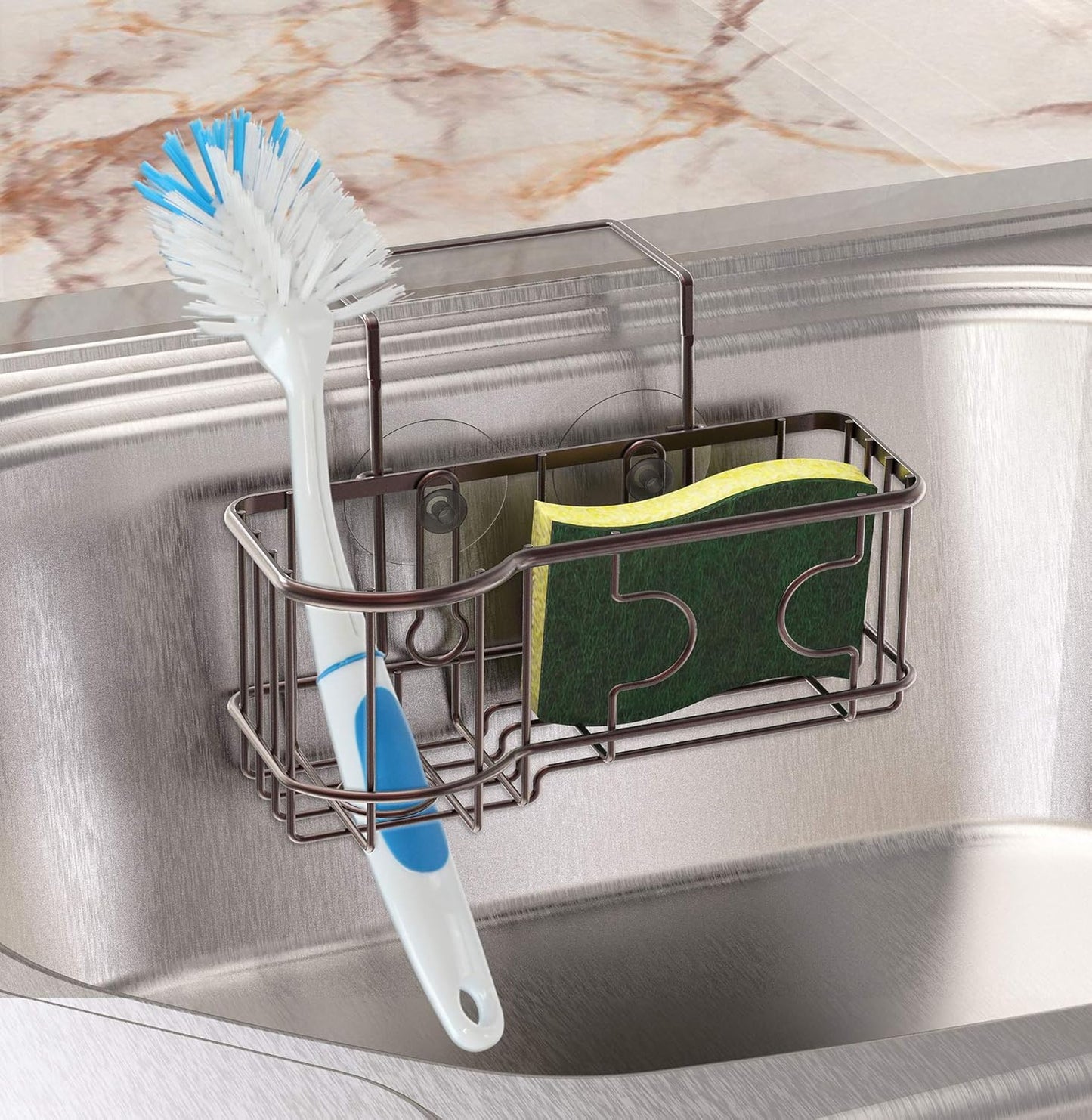 Kitchen Sink Caddy Organizer for Brush & Sponge Holder, Bronze
