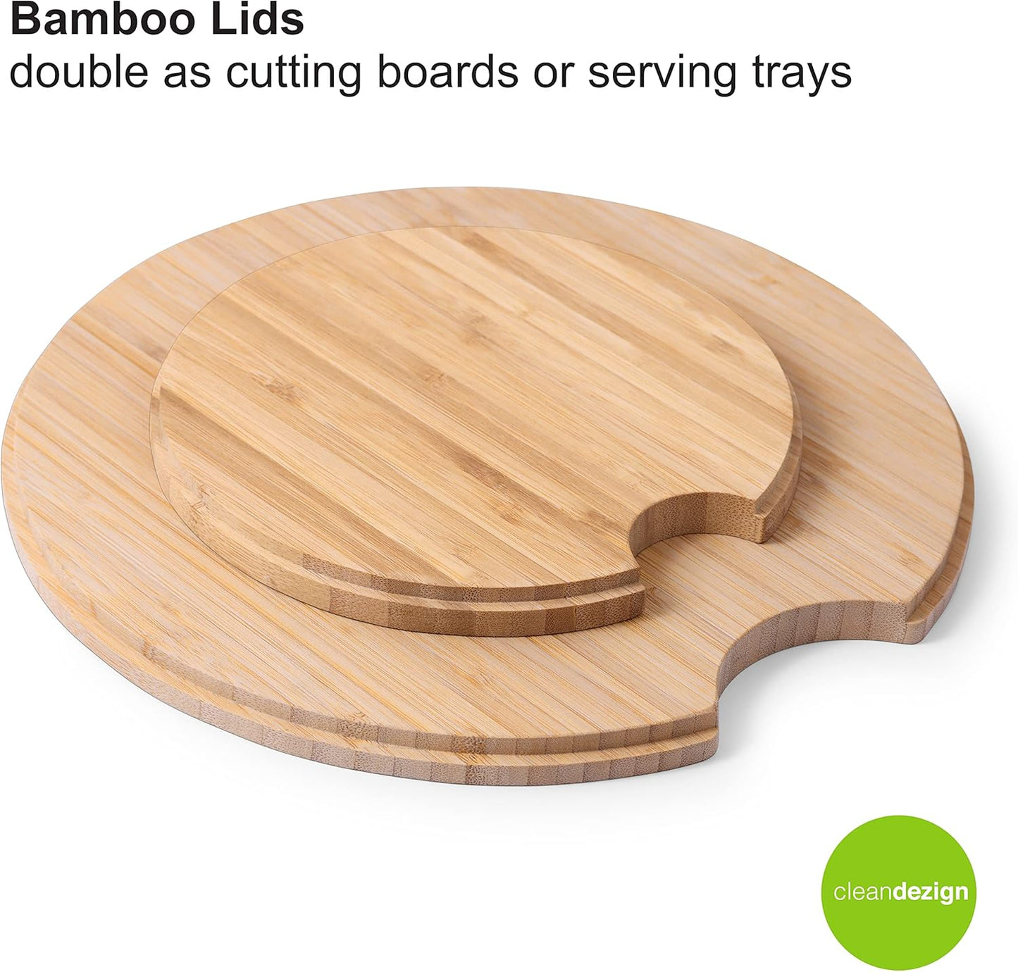 11.5" Extra Large Salad and 8" Serving Bowl with Wooden Lid and Servers, 8 pc set, Gray