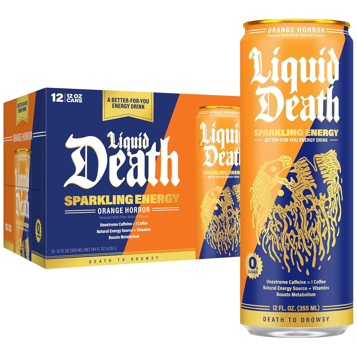 Liquid Death Sparkling Energy Variety Pack, Zero Sugar Energy Drink,12oz (PACK OF 12)