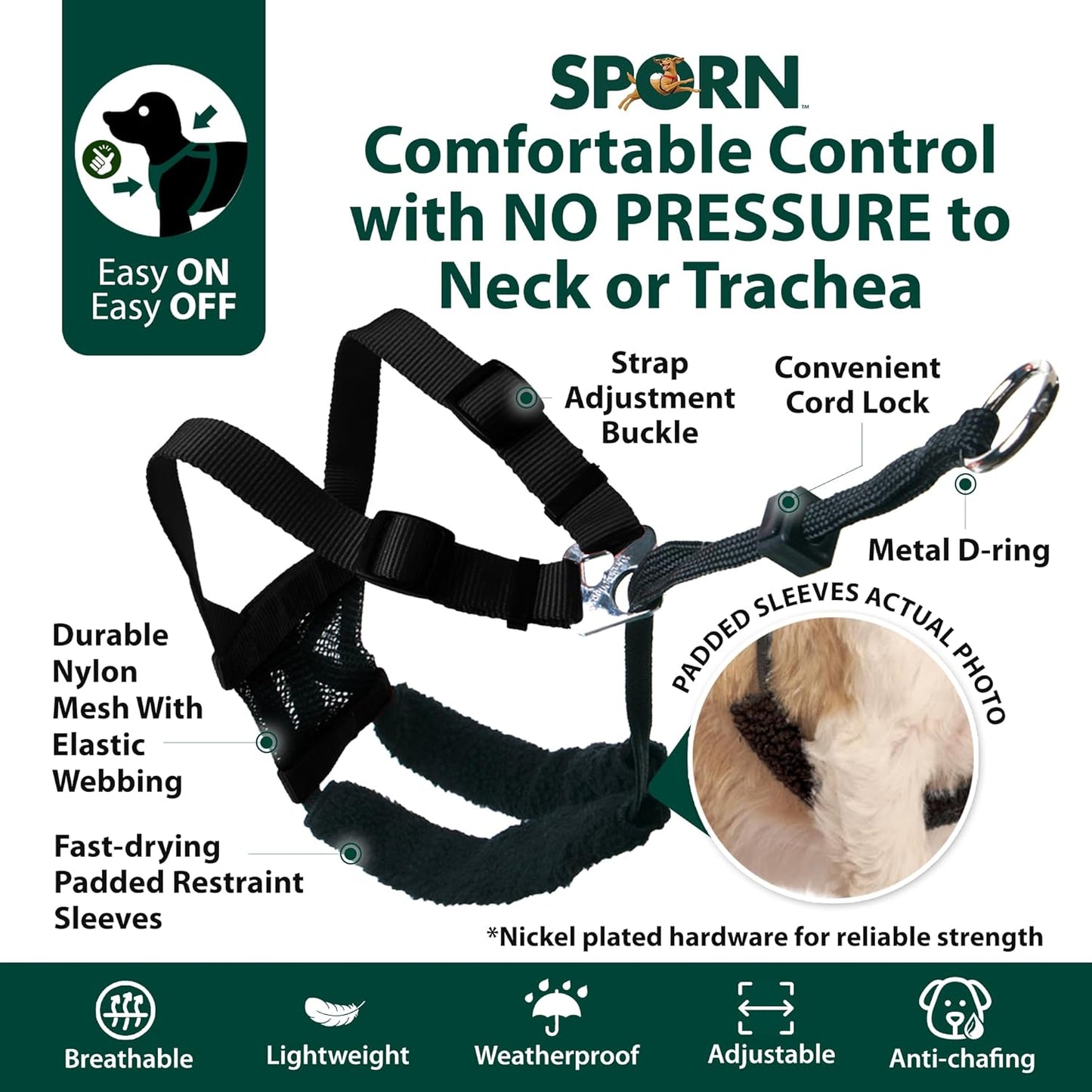 Sporn NO PULL MESH HARNESS, RD/BLK ASSORTED