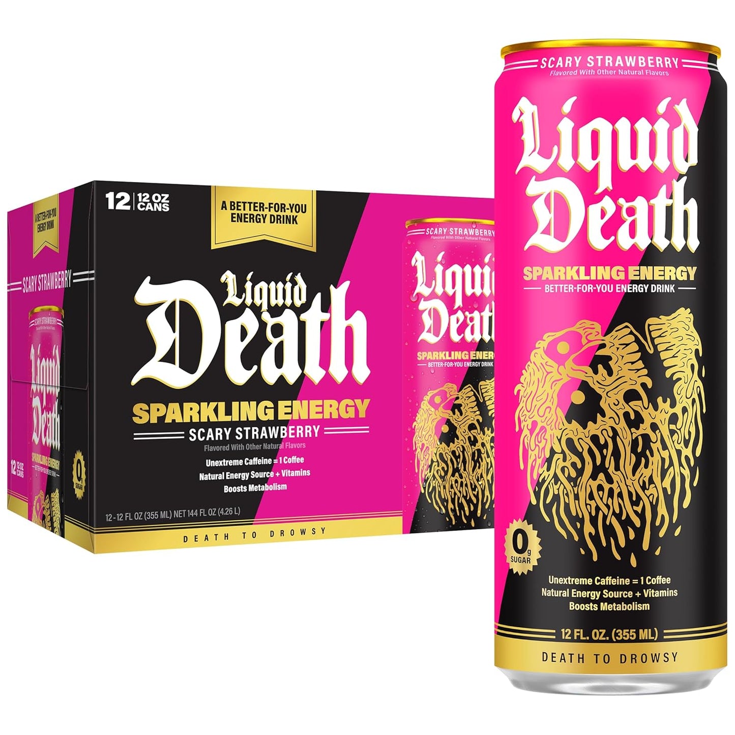 Liquid Death Sparkling Energy Variety Pack, Zero Sugar Energy Drink,12oz (PACK OF 12)