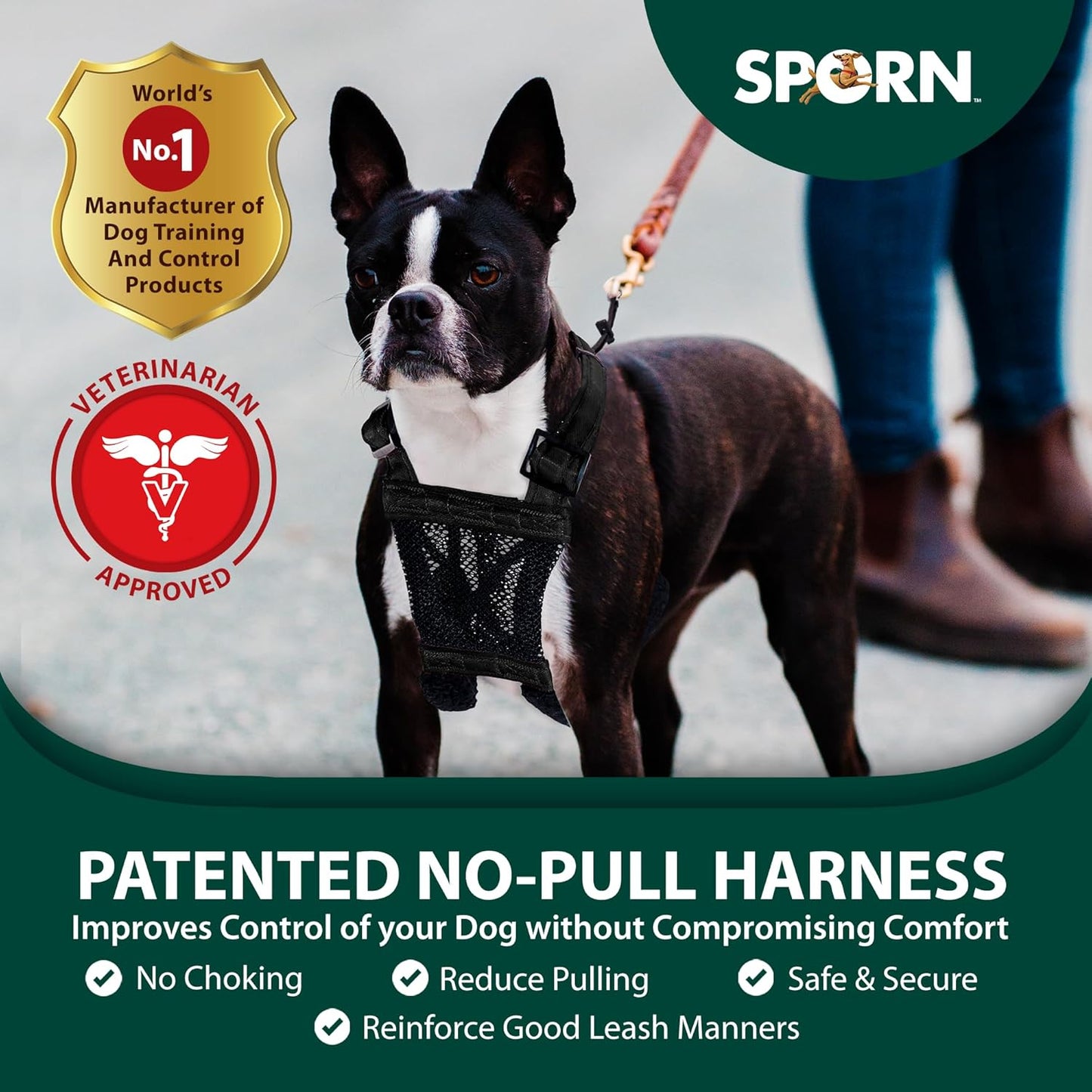 Sporn NO PULL MESH HARNESS, RD/BLK ASSORTED