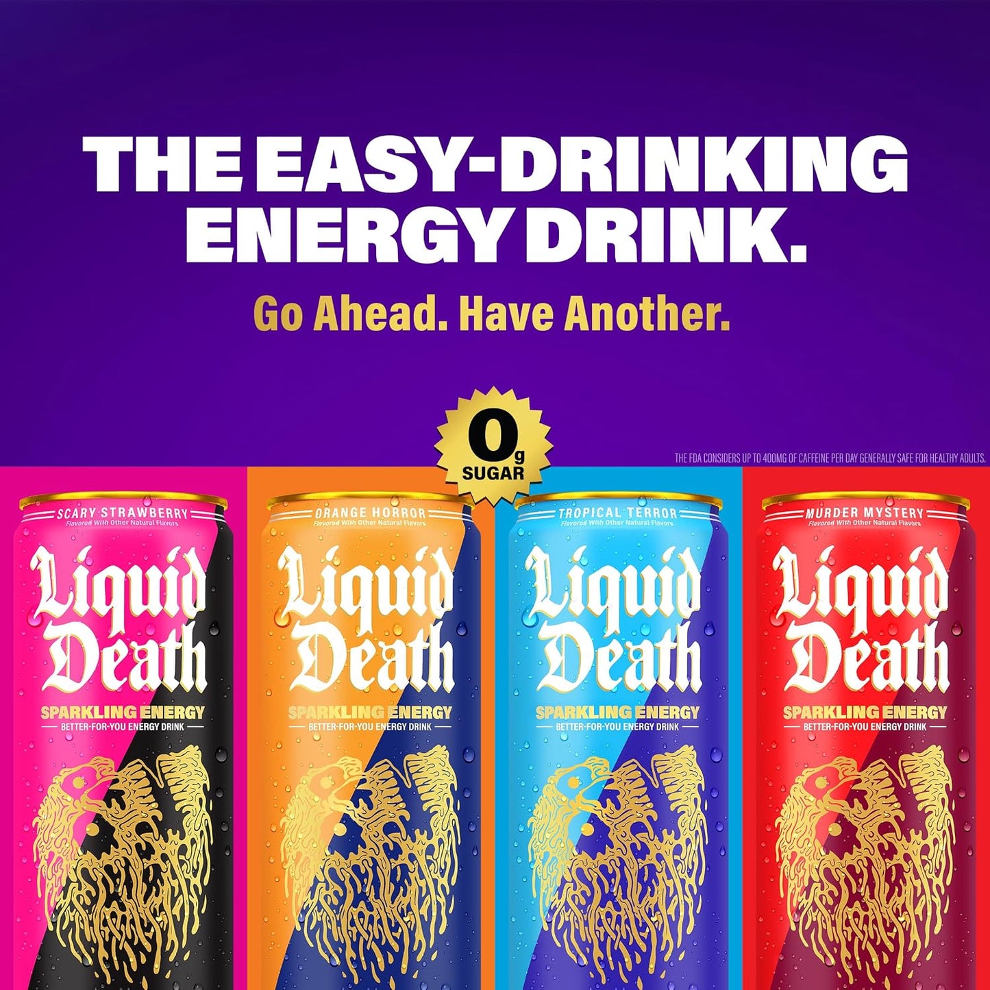 Liquid Death Sparkling Energy Variety Pack, Zero Sugar Energy Drink,12oz (PACK OF 12)