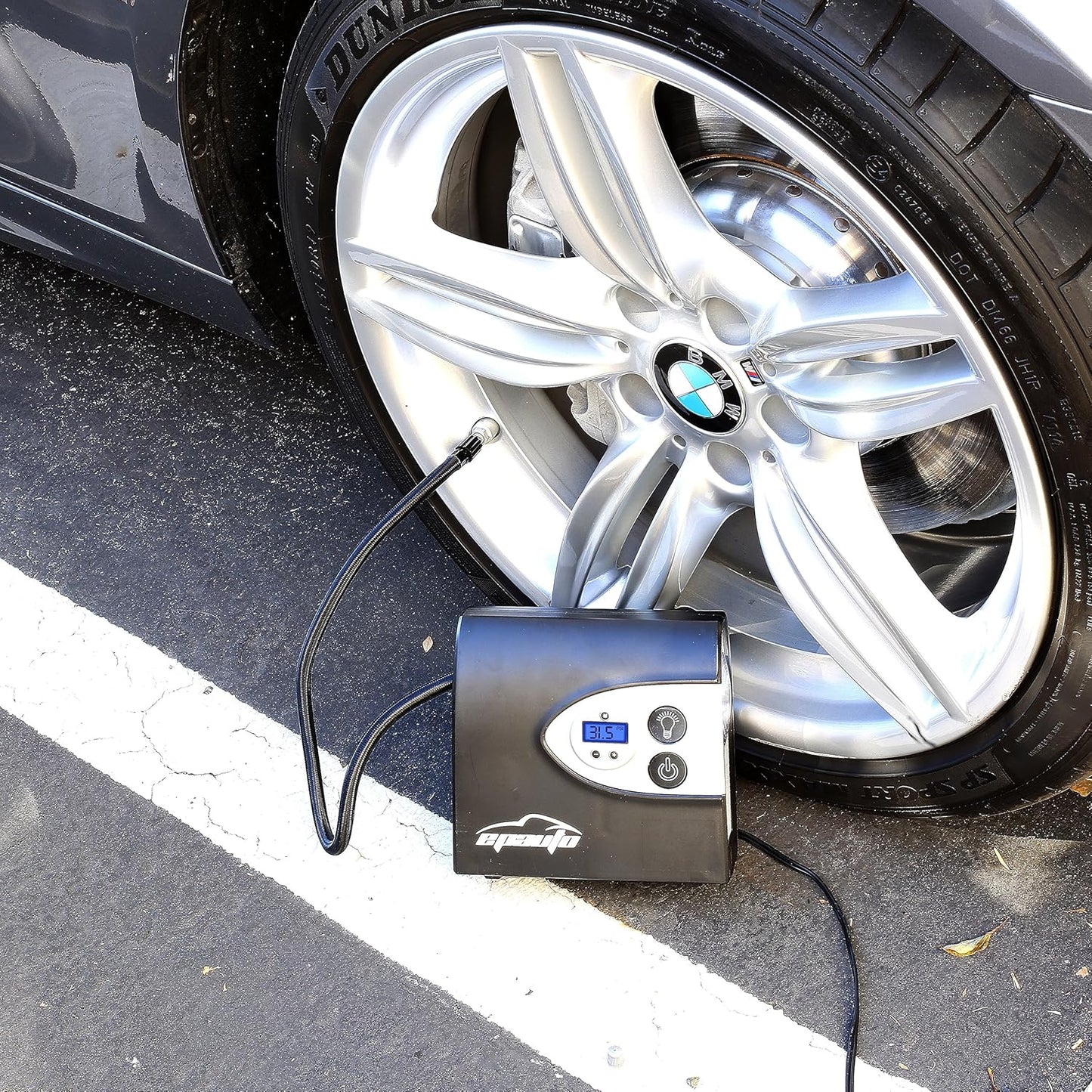 12V DC Portable Digital Tire Inflator & Air Compressor, Black