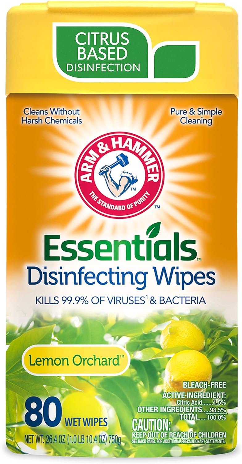 Arm & Hammer Disinfecting Wipes, Lemon Orchard,80ct