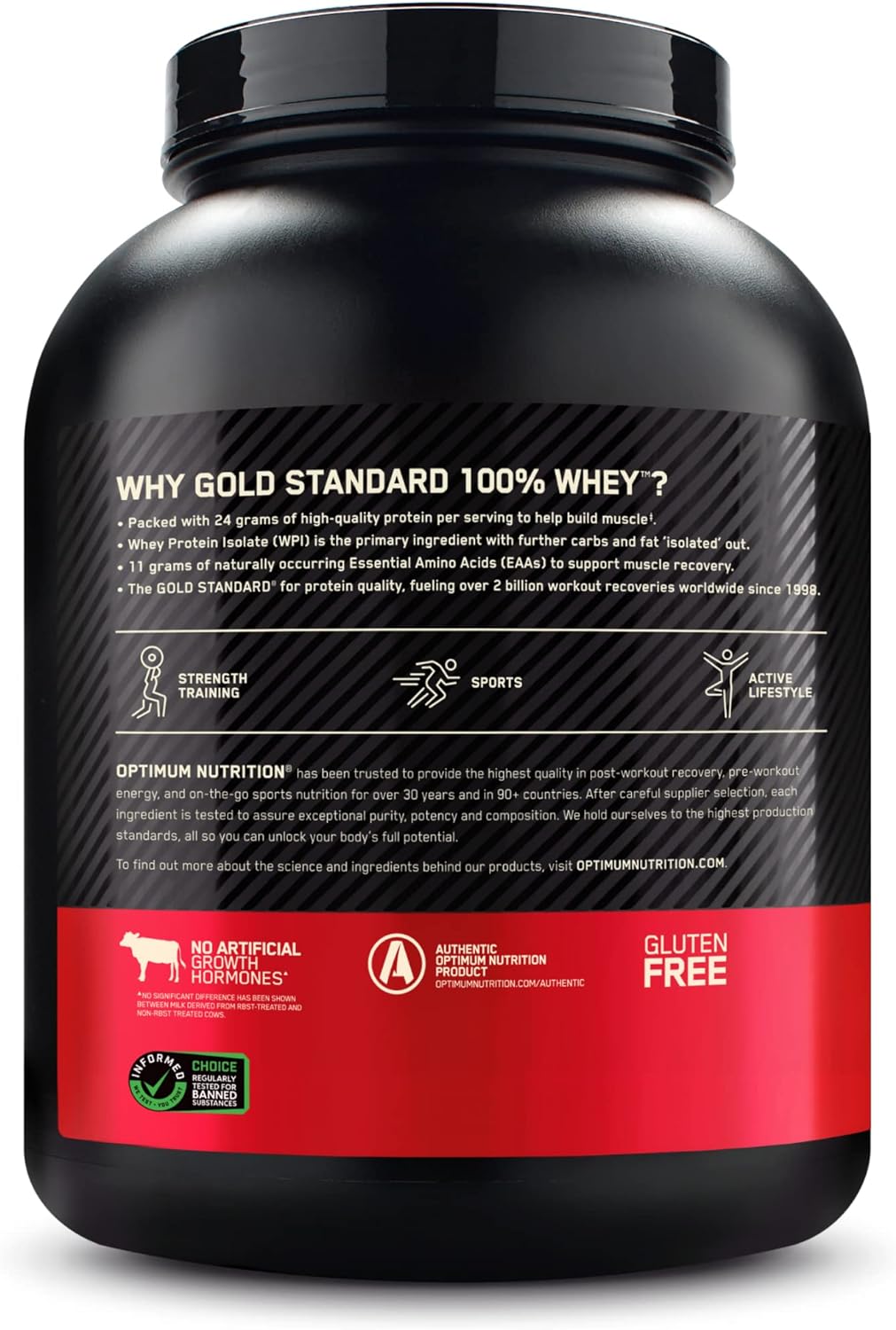 Optimum Nutrition Gold Standard 100% Whey Protein, Strawberry, 5Lbs