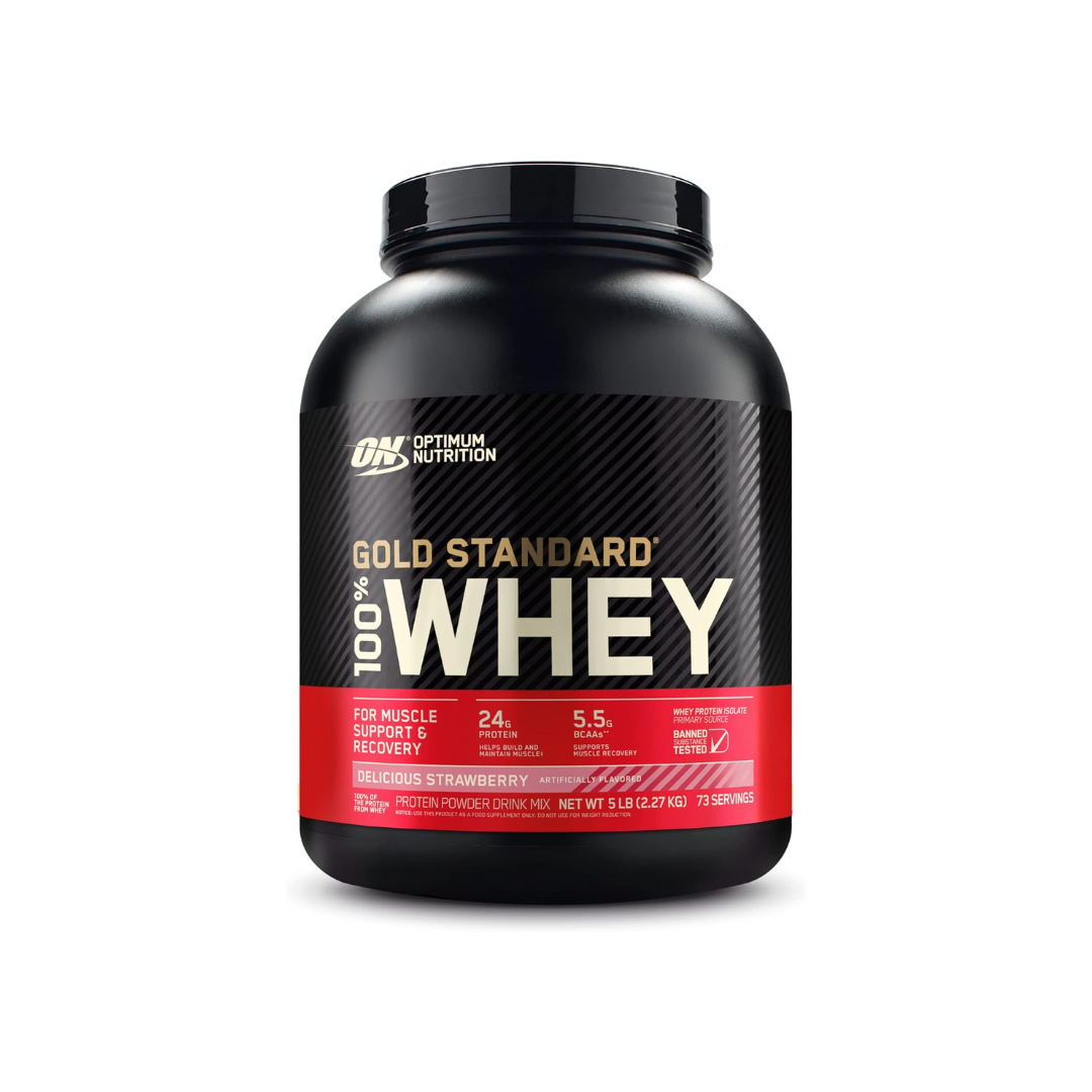 Optimum Nutrition Gold Standard 100% Whey Protein, Strawberry, 5Lbs