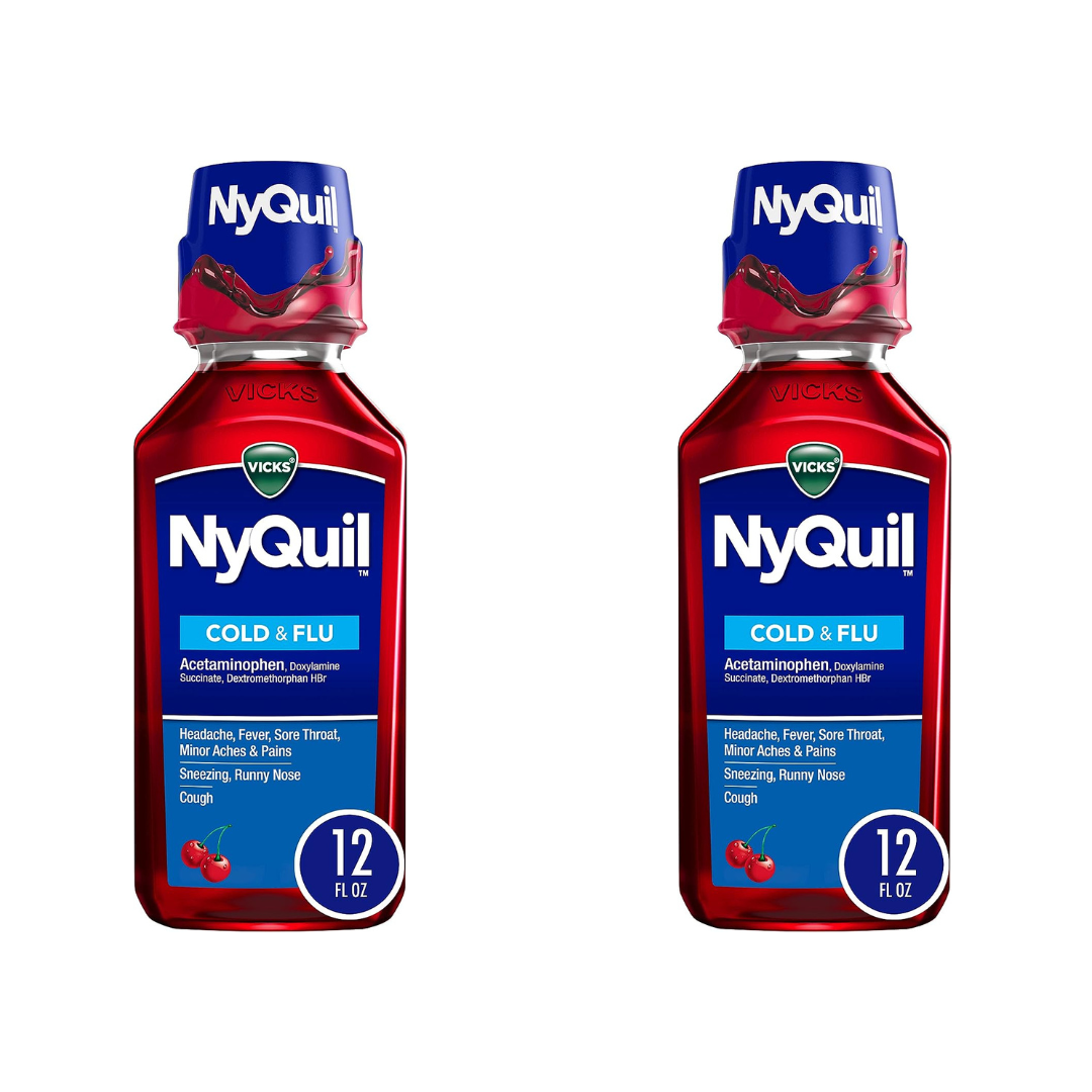 Vicks NyQuil, Cold & Flu Relief, Cherry Flavor,12oz