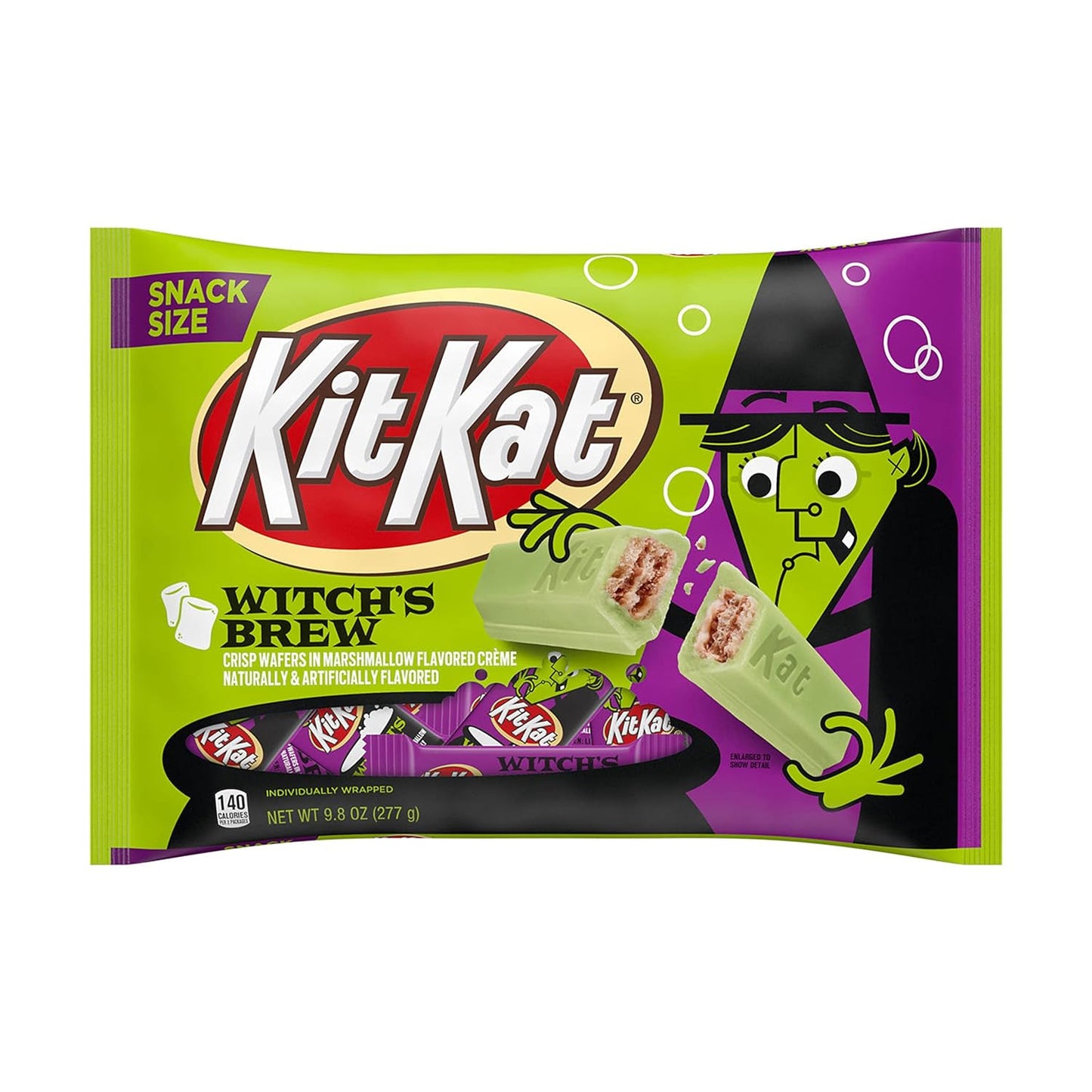 KIT KAT Witch's Brew Marshmallow Creme Snack Size, Candy Bars Bag, 9.8 oz  (30 CASES OF 21)