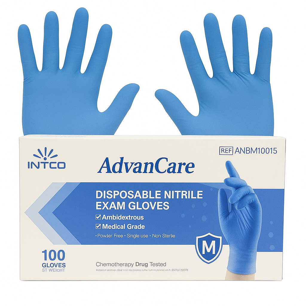 AdvanCare Blue Nitrile Exam 4Mil Gloves,100/Box