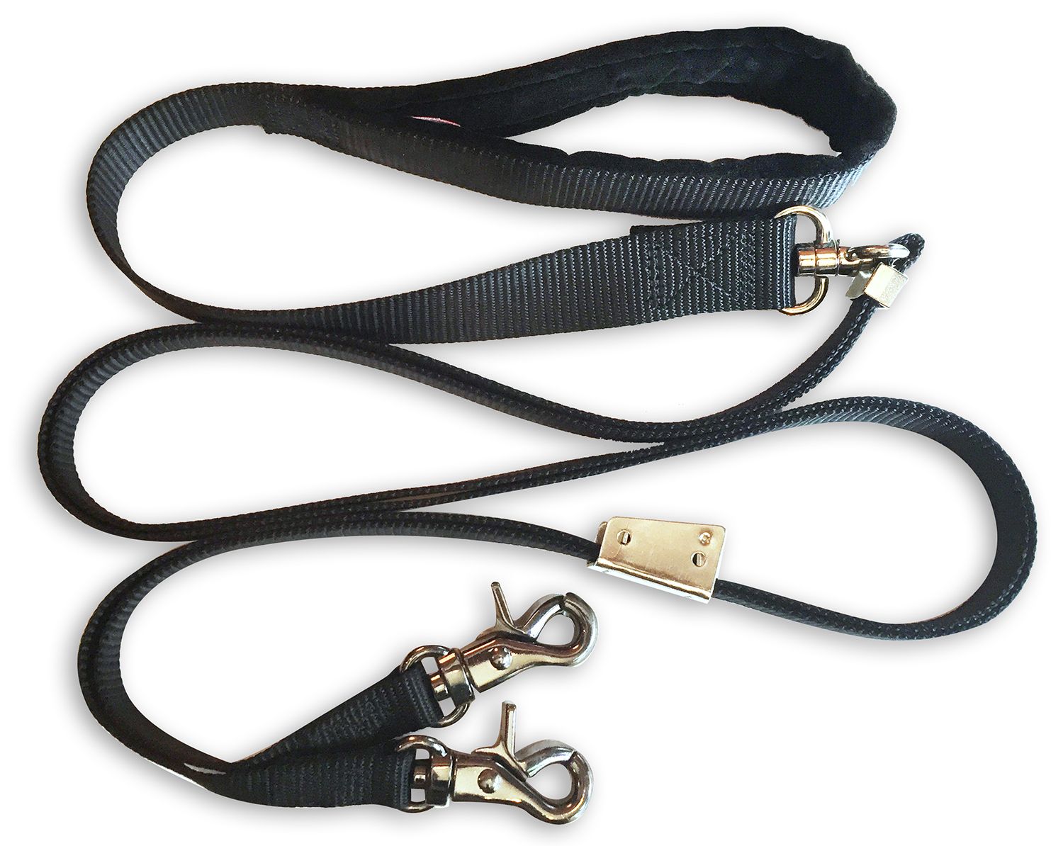 standard double dog leash in black