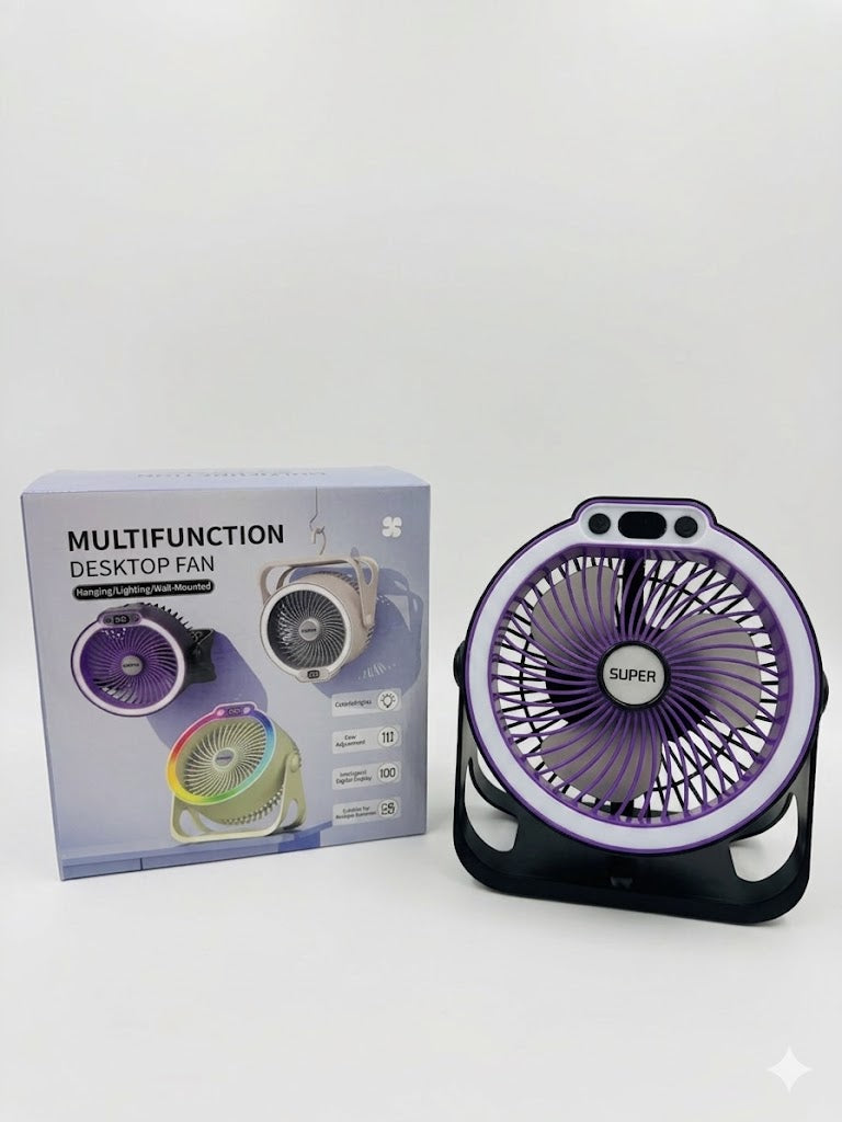 7-Inch Desk Fan, USB Rechargeable with Light