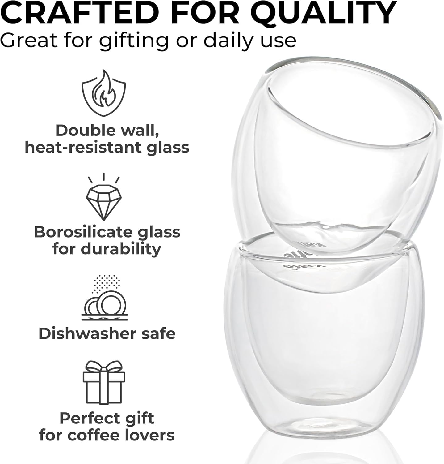 Double-WallGlass Espresso Cups Set of 2 (3oz)