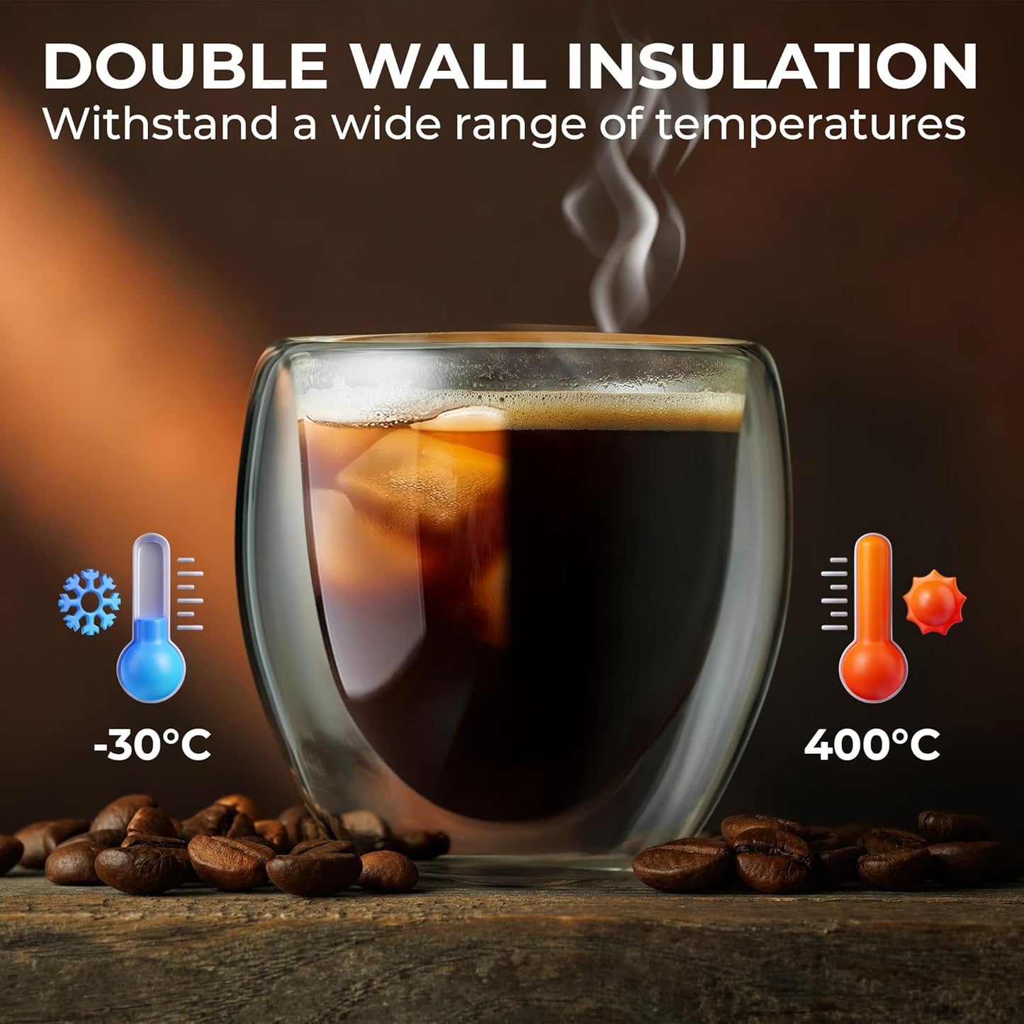Double-WallGlass Espresso Cups Set of 2 (3oz)