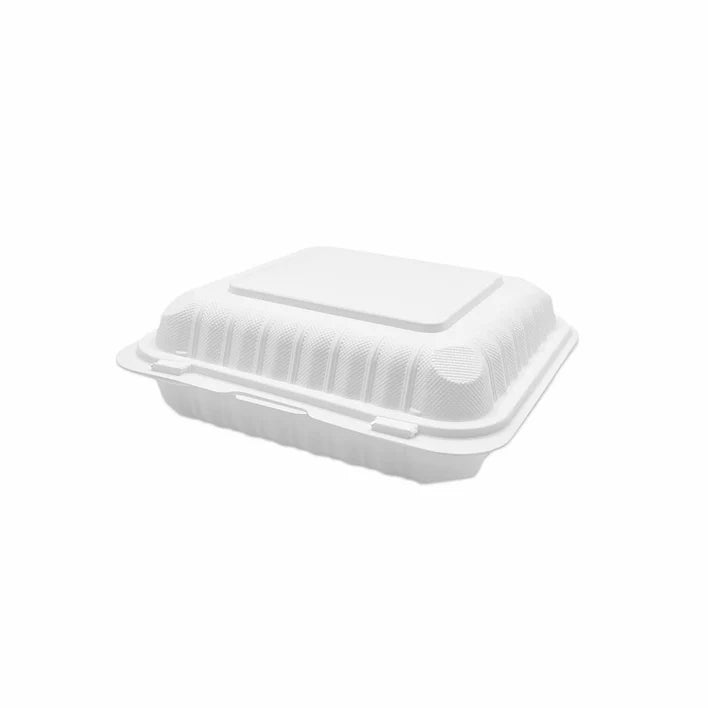 White MFPP 1-Compartment with Hinged Lid - 150ct