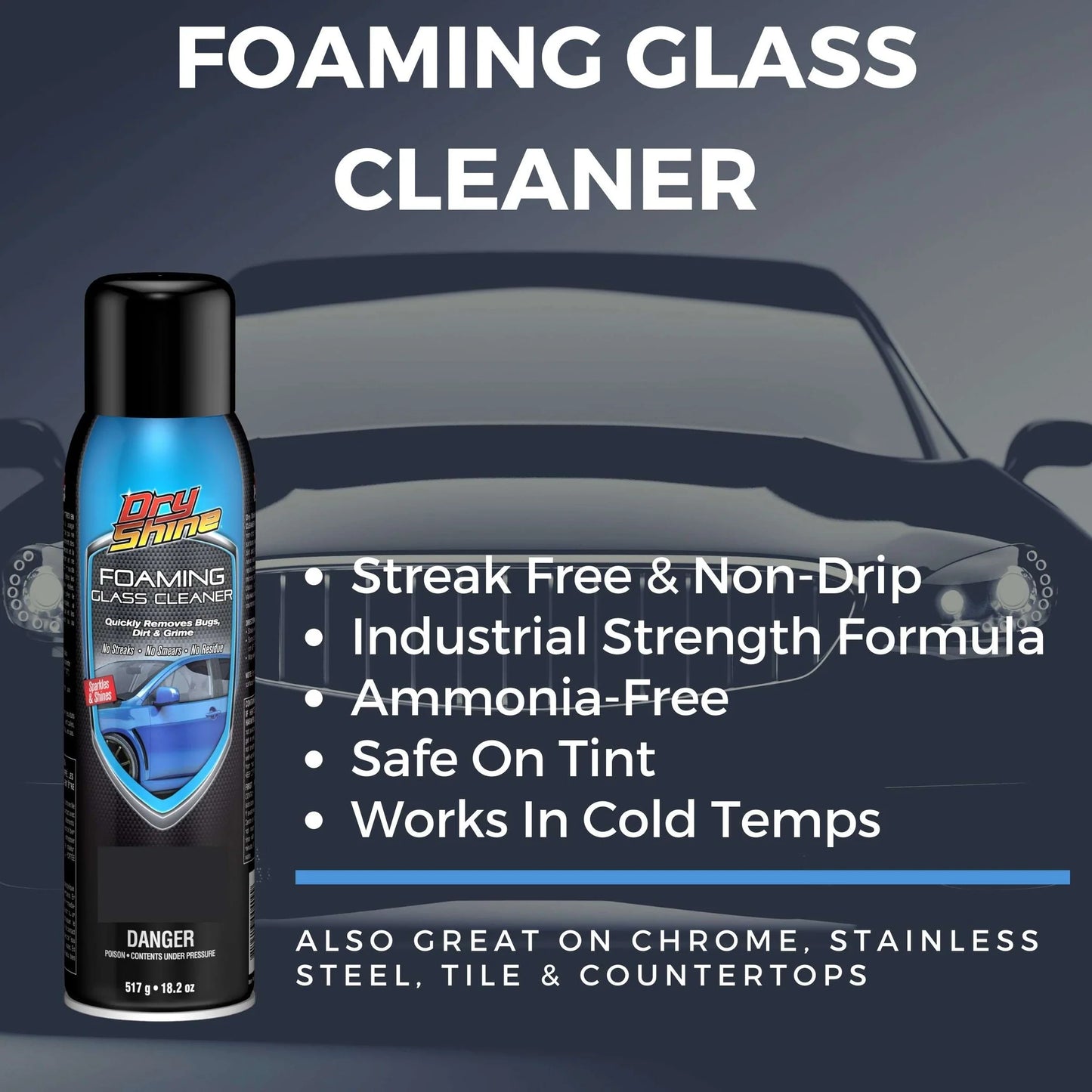 DryShine Foaming Glass Cleaner, 18.2 oz.