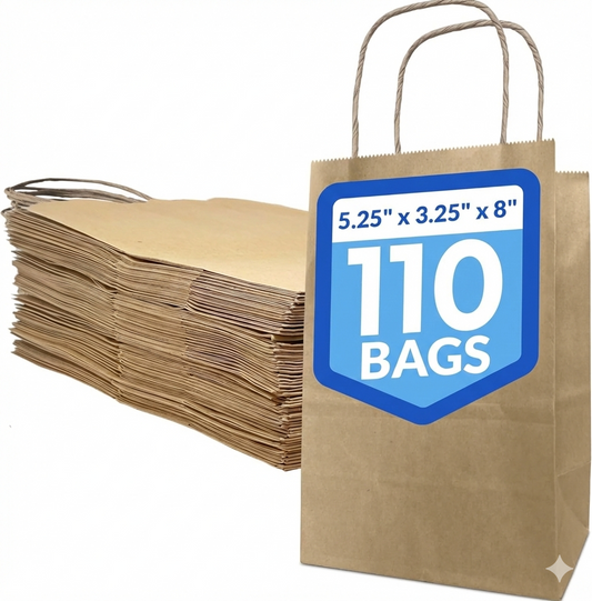 5.25x3.25x8" Paper Brown/Twist,110ct