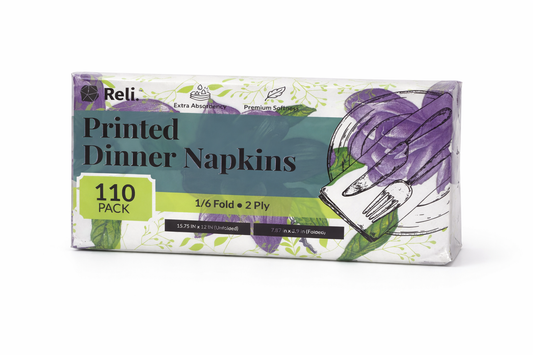 1/6 Fold Printed Paper Napkins - 110ct