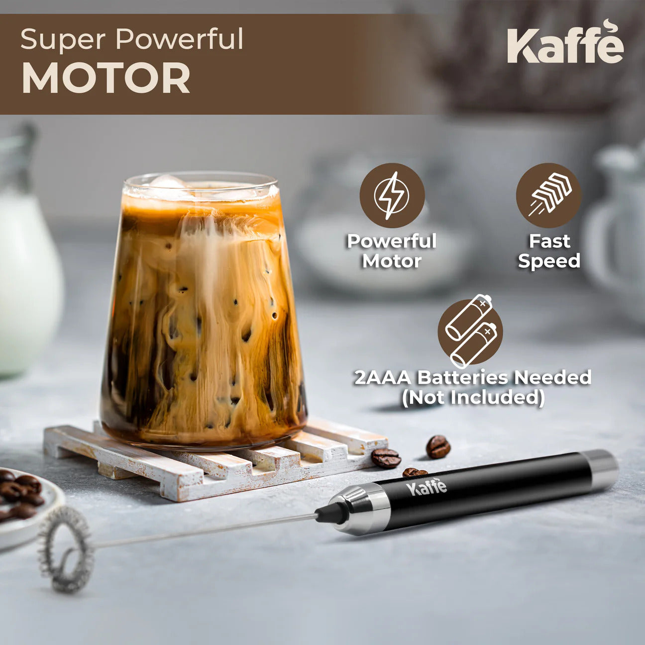Handheld Milk Frother w/ Stand (Black)