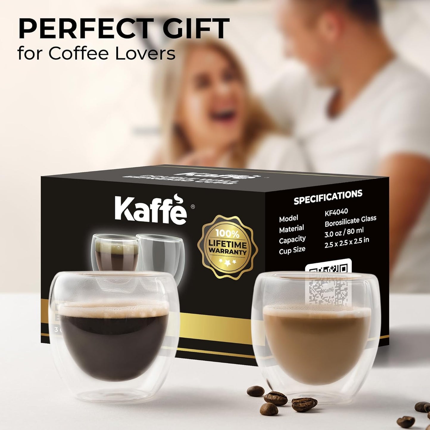 Double-WallGlass Espresso Cups Set of 2 (3oz)