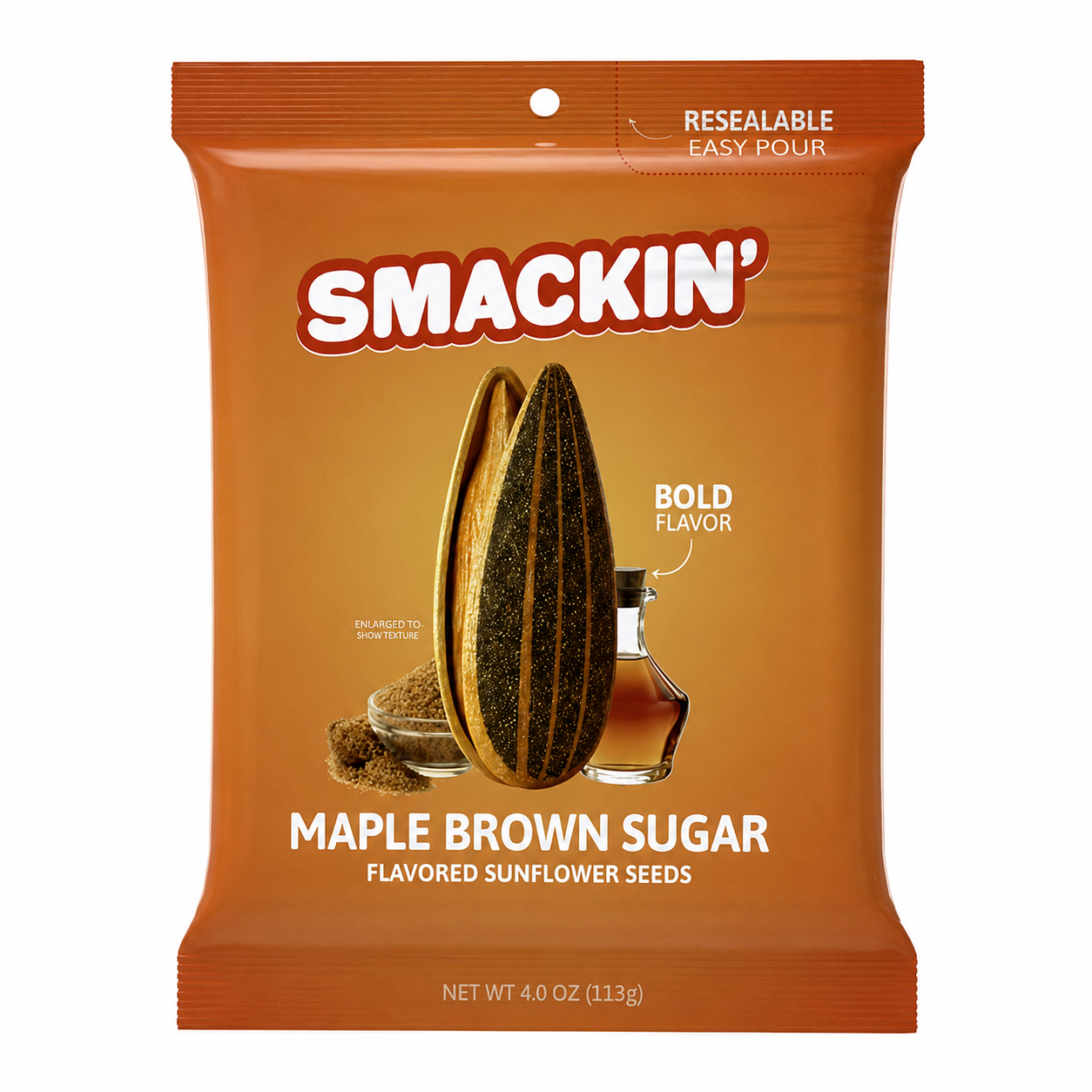 SMACKIN' - Jumbo Roasted Sunflower Seeds,Maple Brown Sugar - 4oz