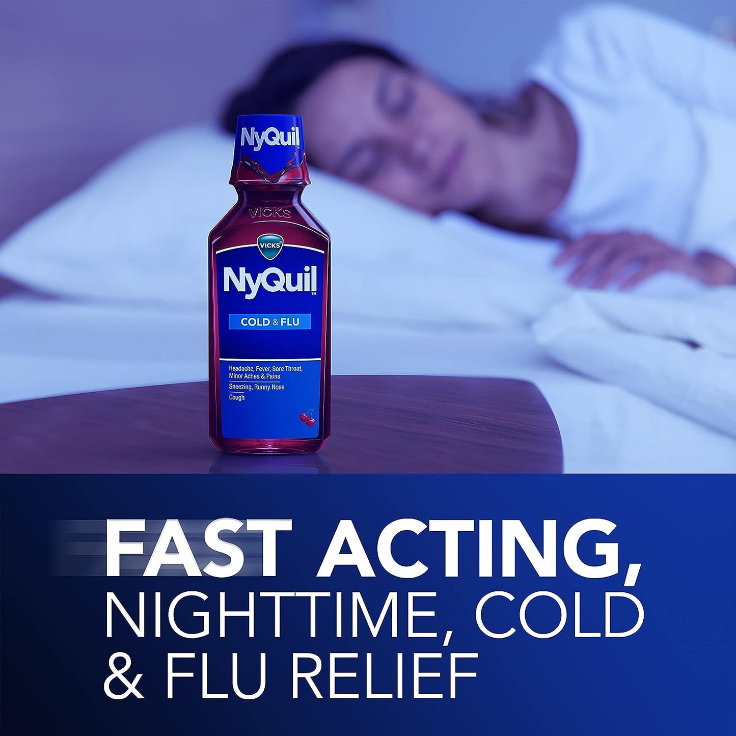 Vicks NyQuil, Cold & Flu Relief, Cherry Flavor,12oz