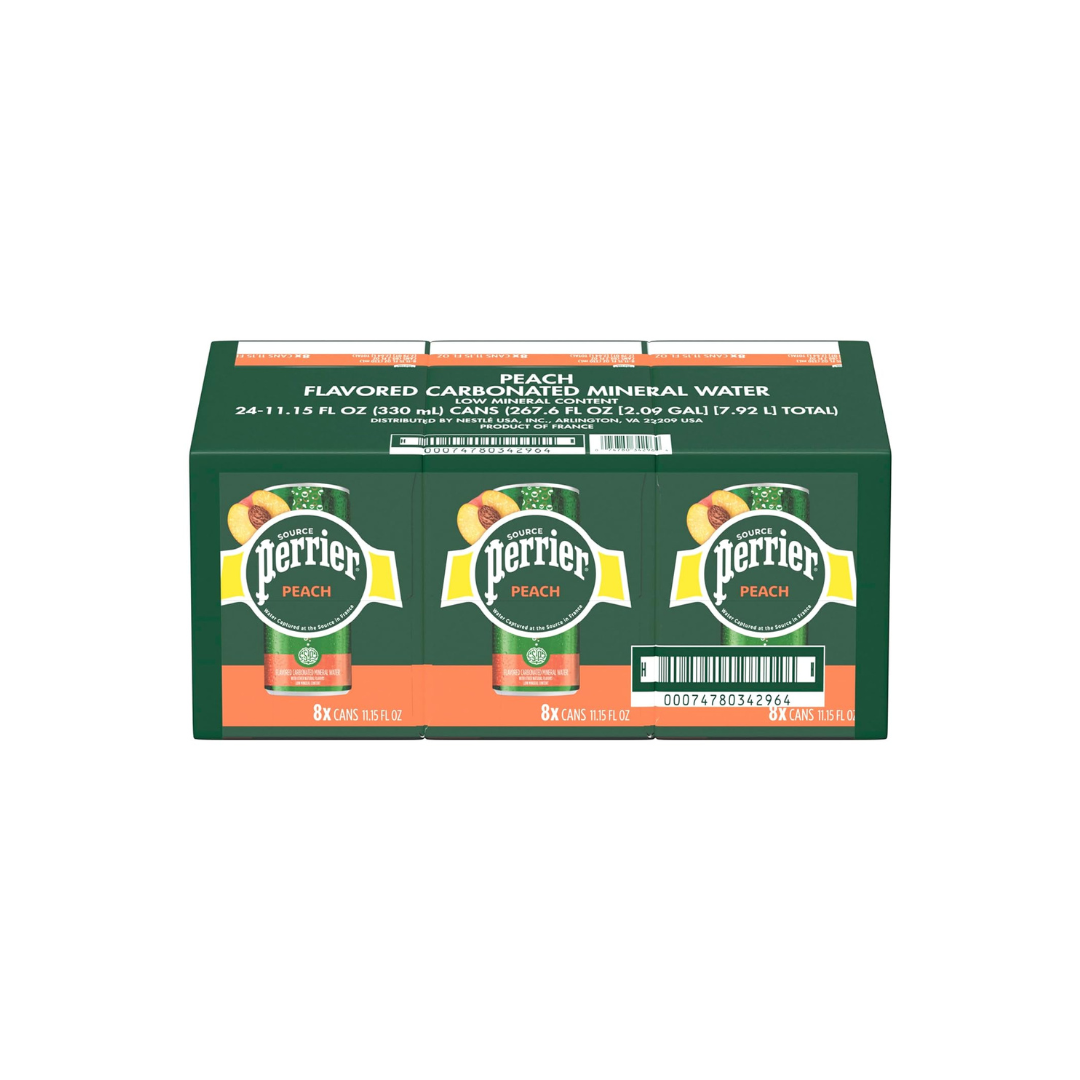 Perrier Peach Flavored Sparkling Water, 11.15 Fl Oz Cans,8ct