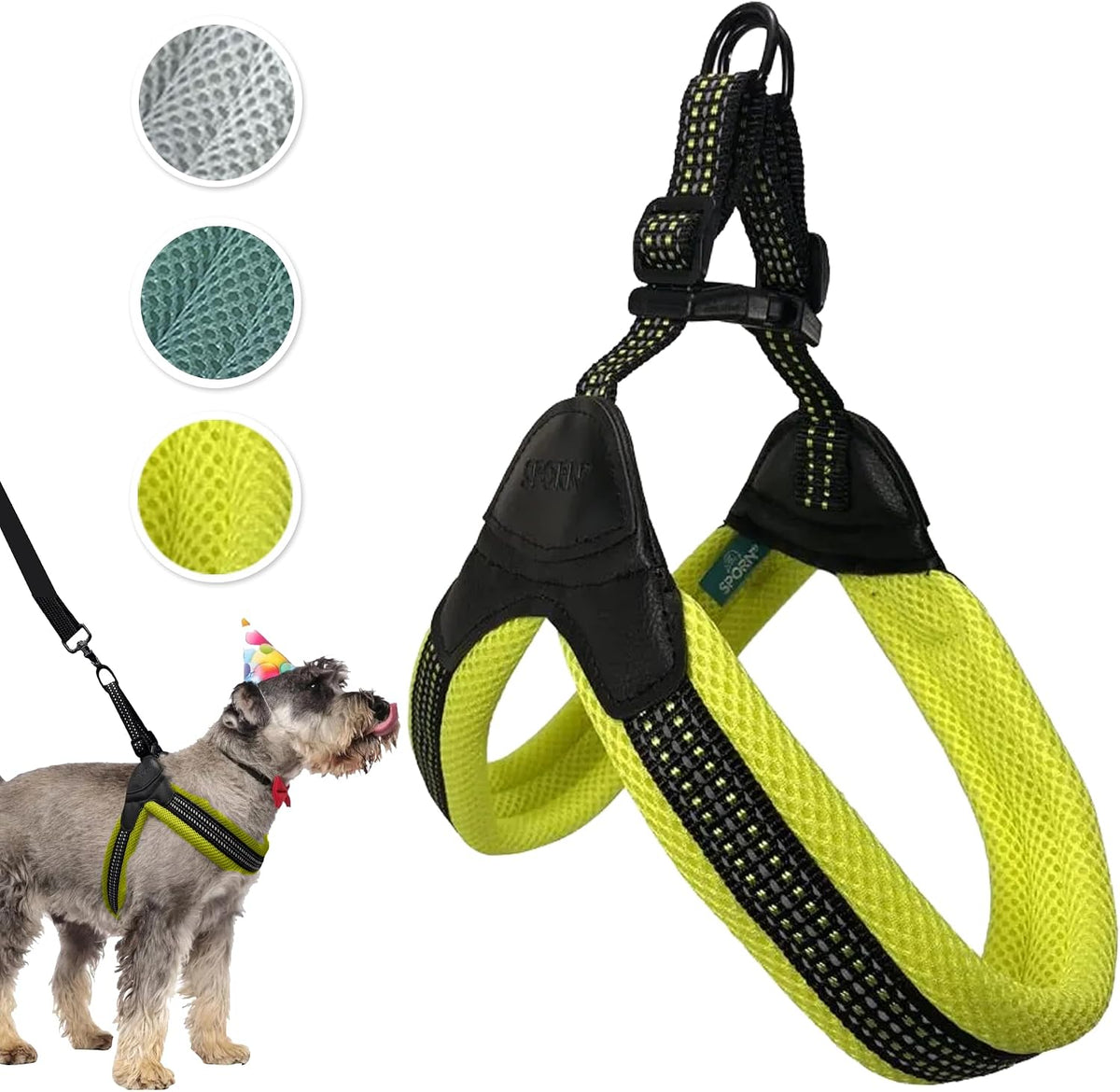 Sporn Easy-Fit Mesh Dog Harness, Medium, Yellow
