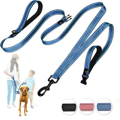 Sporn Child Co-Walk Double Handle Shock Absorbing Dog Leash, Blue