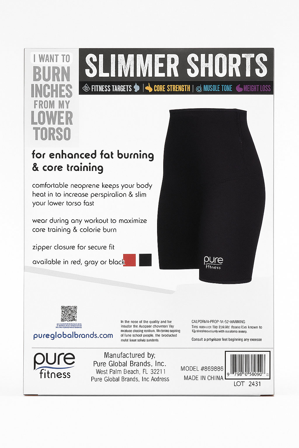 Pure Fitness Slimmer Shorts – Unisex L/XL