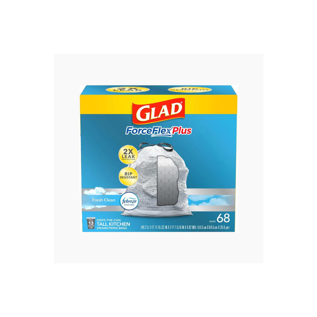 Glad ForceFlex Trash Bags, Fresh Clean,13 Gal,68ct