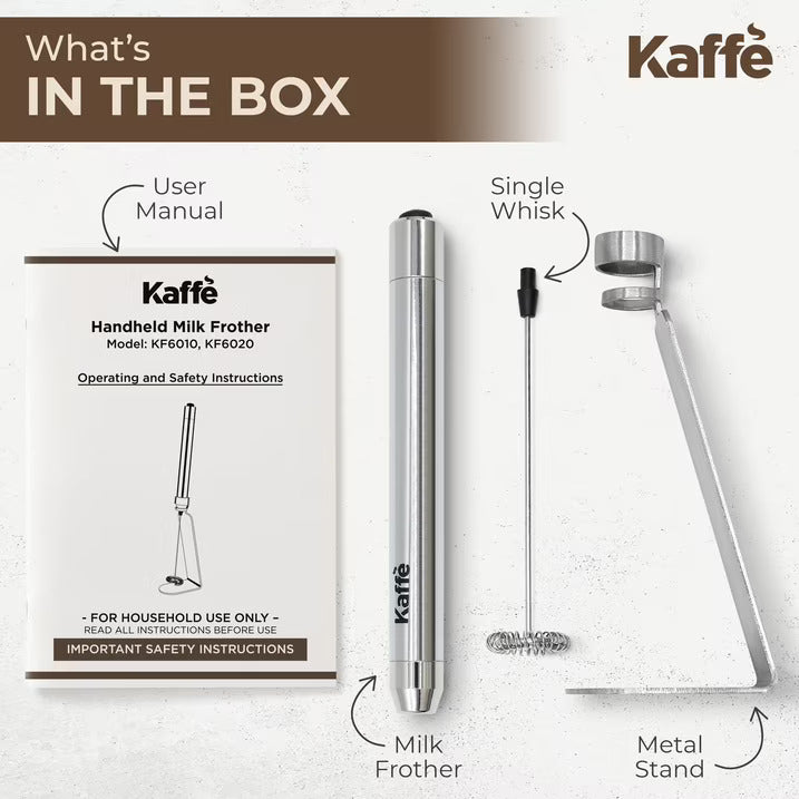 Handheld Milk Frother with Stand – Stainless Steel