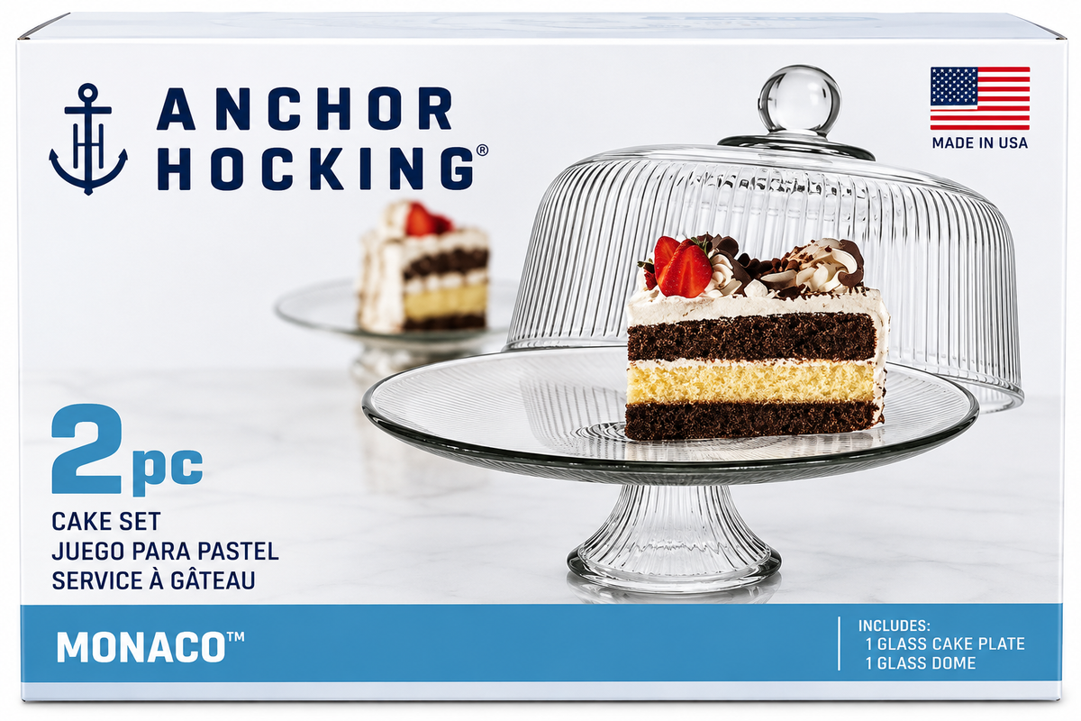 Anchor Hocking Monaco 2-Piece Glass Cake Set