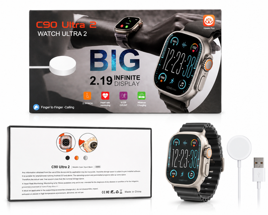 C90 Ultra 2 49mm Smart Watch – 2.19" Display, Calling & Wireless Charging
