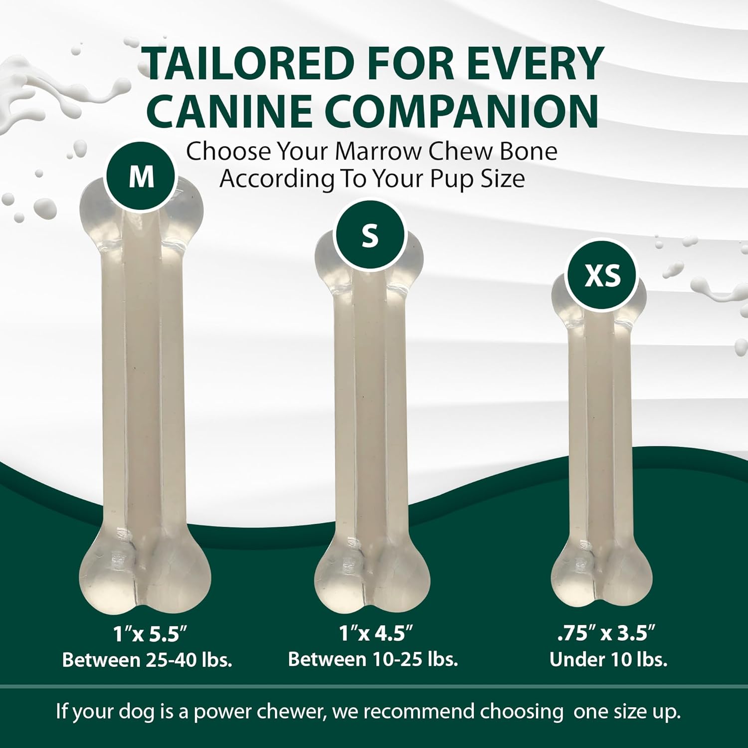 size chart for dog bones 