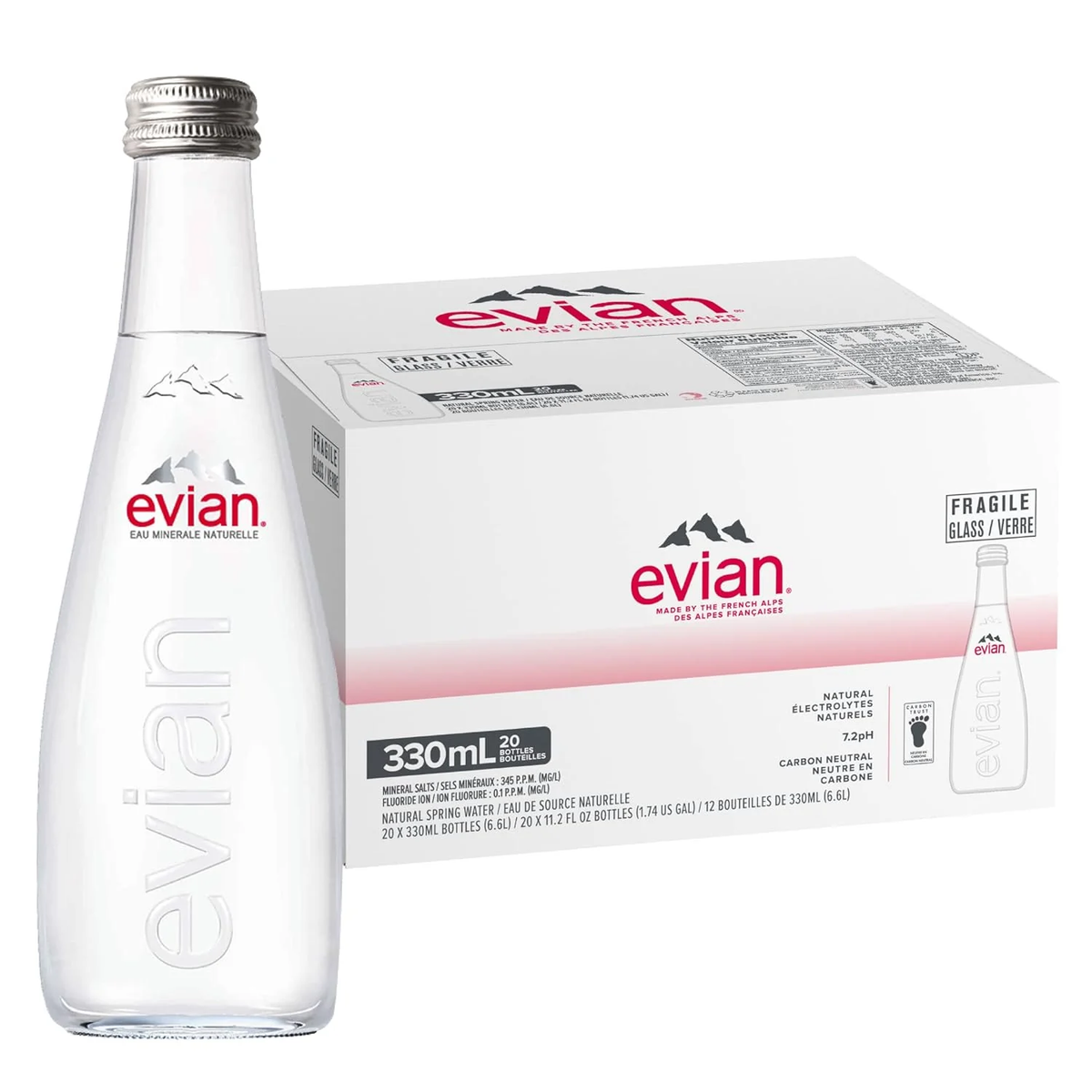 Evian Natural Spring Water (330ml bottle, 20pack)