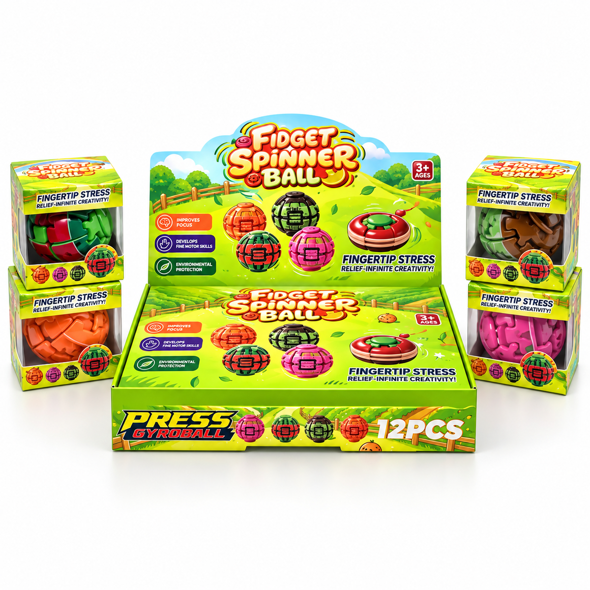 Fruit Style Fidget Spinner Ball – 4 Colors Assorted