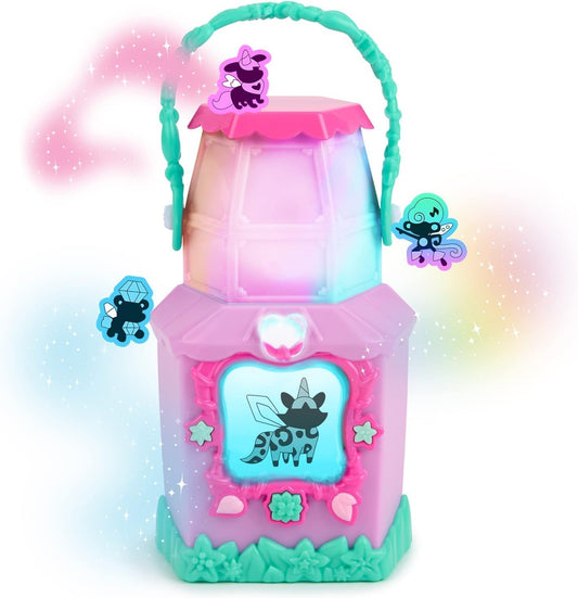 Colorful toy lantern with cartoon characters on a white background
