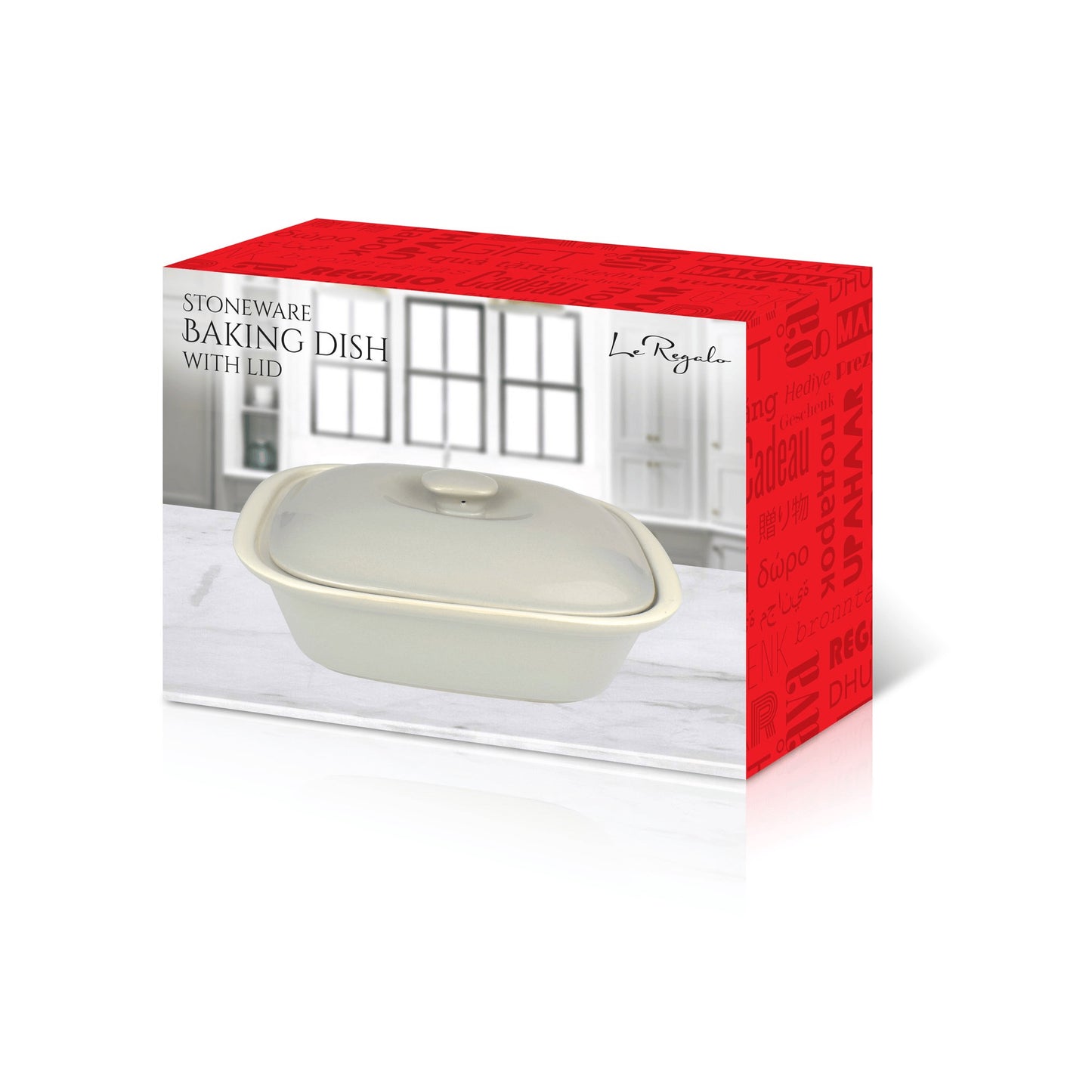Stoneware Rectangular Baking Dish with Lid – 10.5" x 7.5" – HW1232