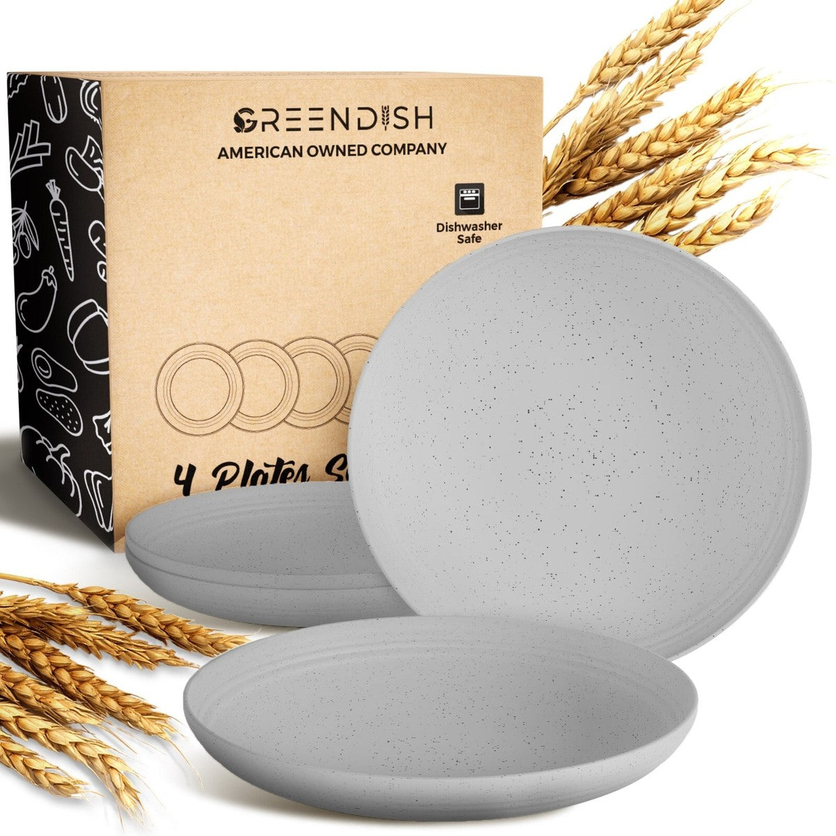 8" Wheat Straw Plates Set of 4