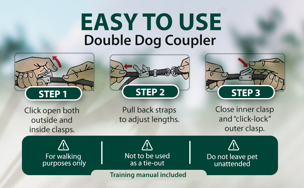 adjustable double dog leashes